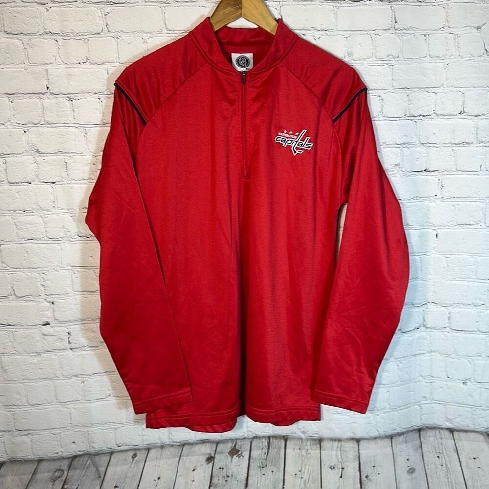 NHL Washington Capitols Quarter‎ zip Shirt Mens size M Medium Red